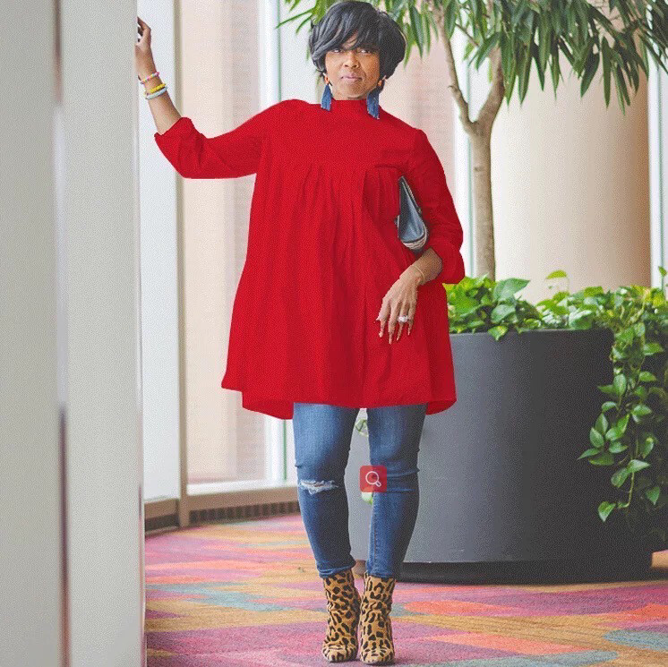 Red Pleated Shirt/Dress