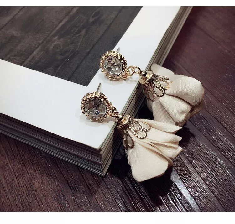 Peony White Floral Earrings