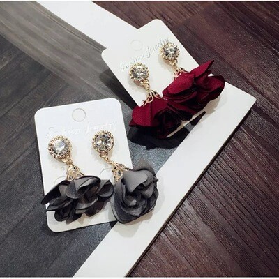 Wine Red Floral Earrings