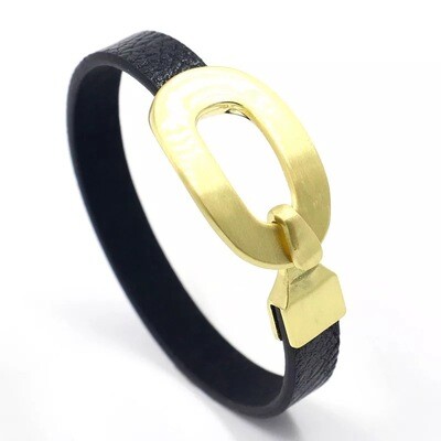 Black Gold Vegan Leather Bracelet