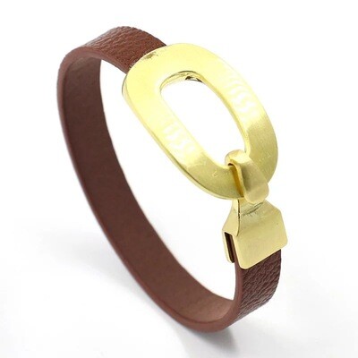 Tawny Brown Gold  Vegan Leather Bracelet