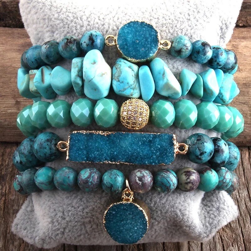 Turkish Blue Stone &amp; Bead Bracelets