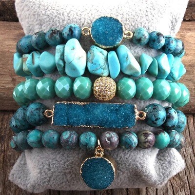 Turkish Blue Stone &amp; Bead Bracelets