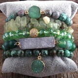 Green Stone &amp; Bead Bracelets