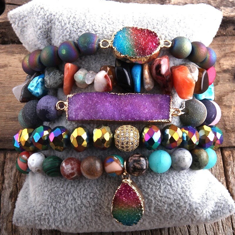 Multicolor Stone &amp; Bead Bracelets