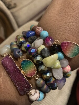 Multicolor Stone &amp; Bead Bracelets