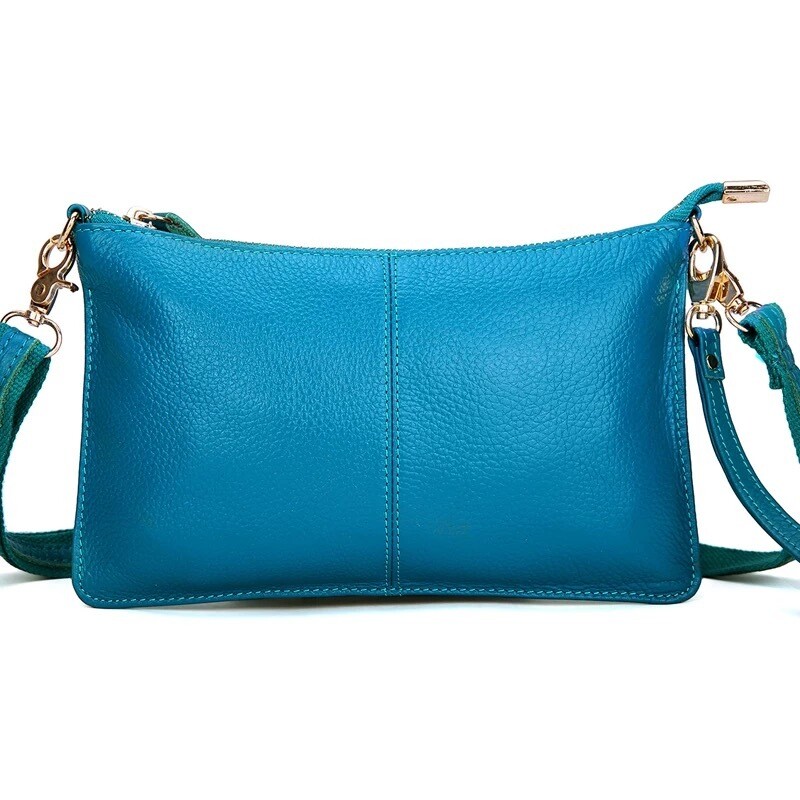 Teal Genuine Leather Wristlet/Crossbody