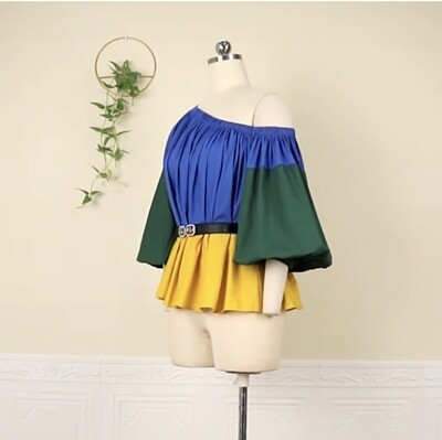 Give ‘em Shoulder Tricolor Top