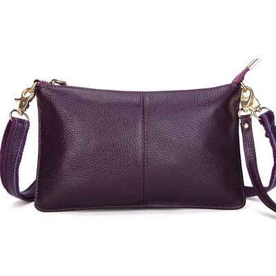 Plum Genuine Leather Wristlet/Crossbody