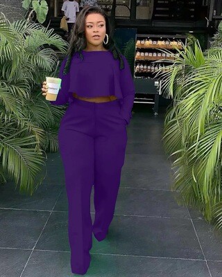 Violet Purple Crop Top Pant Set