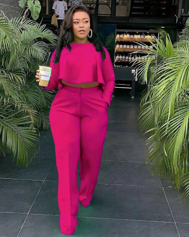 Magenta  Crop Top Pant Set