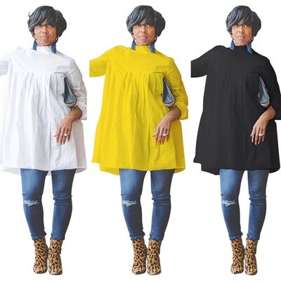 Yellow Pleated Shirt/Dress