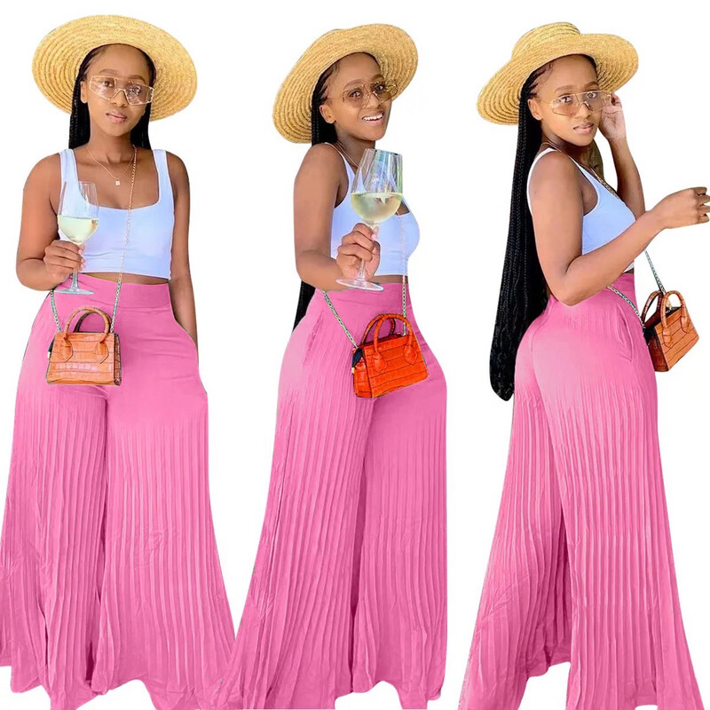 Flamingo Pink Pleated Pants