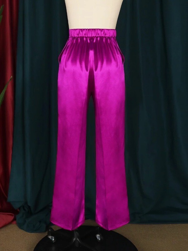 Candy Raspberry Satin Wide-legged Trouser