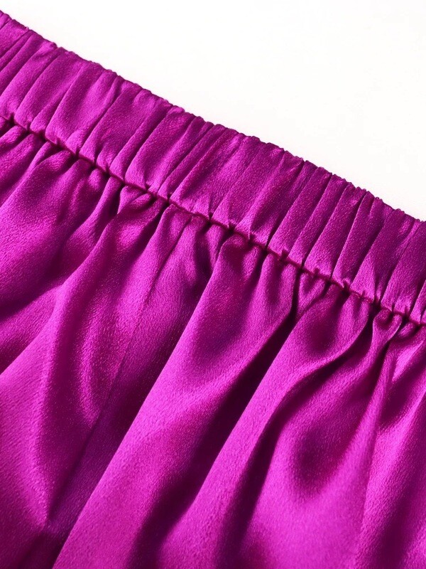 Aquamarine Stone Satin Wide-legged Trousers