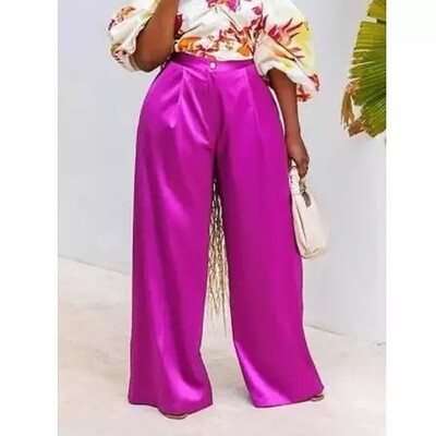 Candy Raspberry Satin Wide-legged Trouser