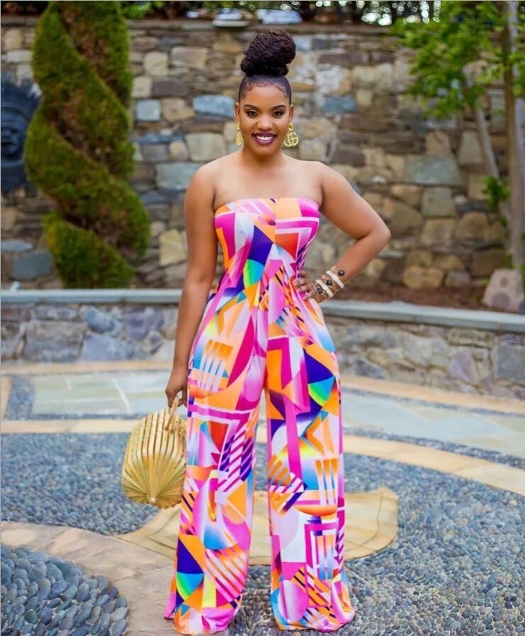 Pink Multitude Strapless Jumpsuit