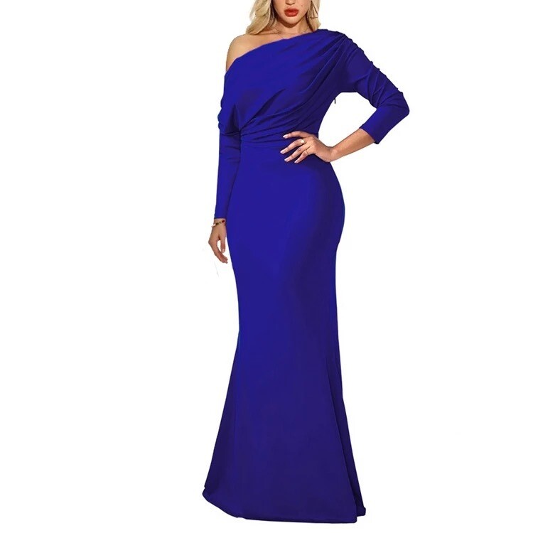 Royal Blue Off the Shoulder Gown