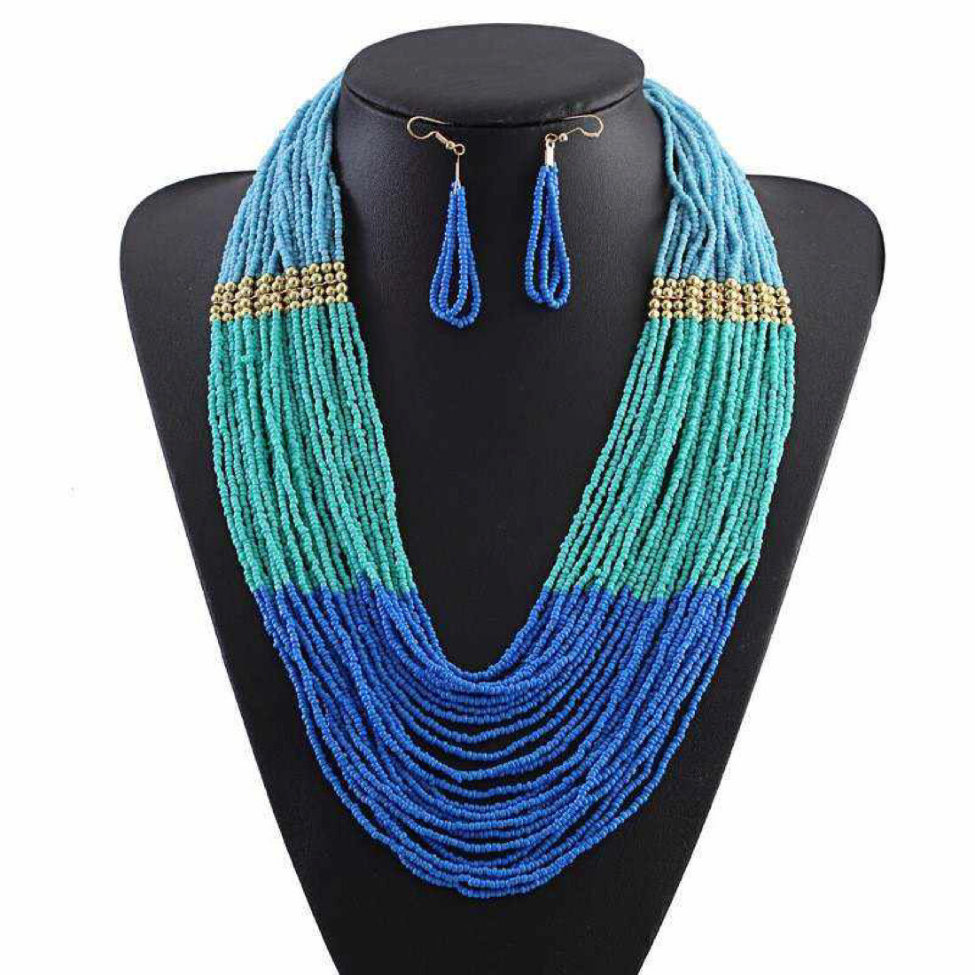 Tropical Blue Bohemian Handcrafted Beaded Set