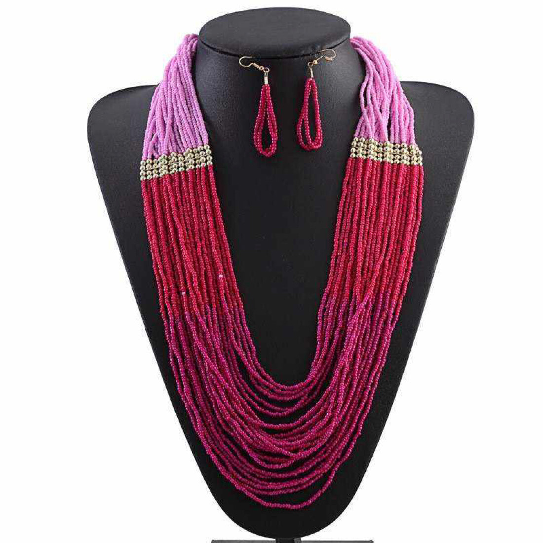 Strawberry Daiquiri Bohemian Handcrafted Beaded Set