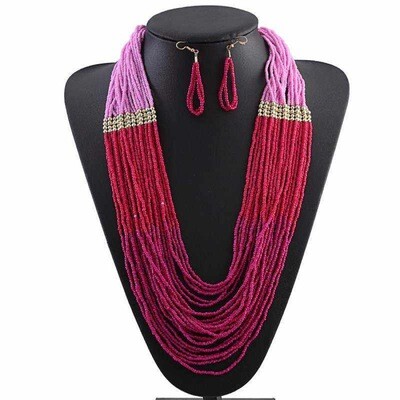 Strawberry Daiquiri Bohemian Handcrafted Beaded Set