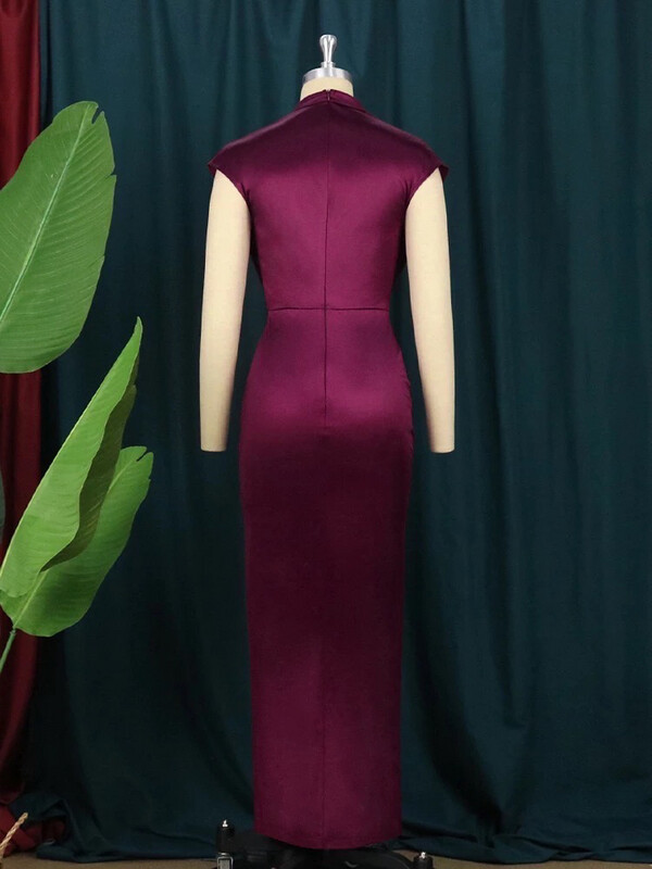 Sangria Satin Ruched Dress
