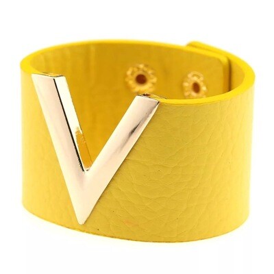 Yellow Vegan Leather Cuff