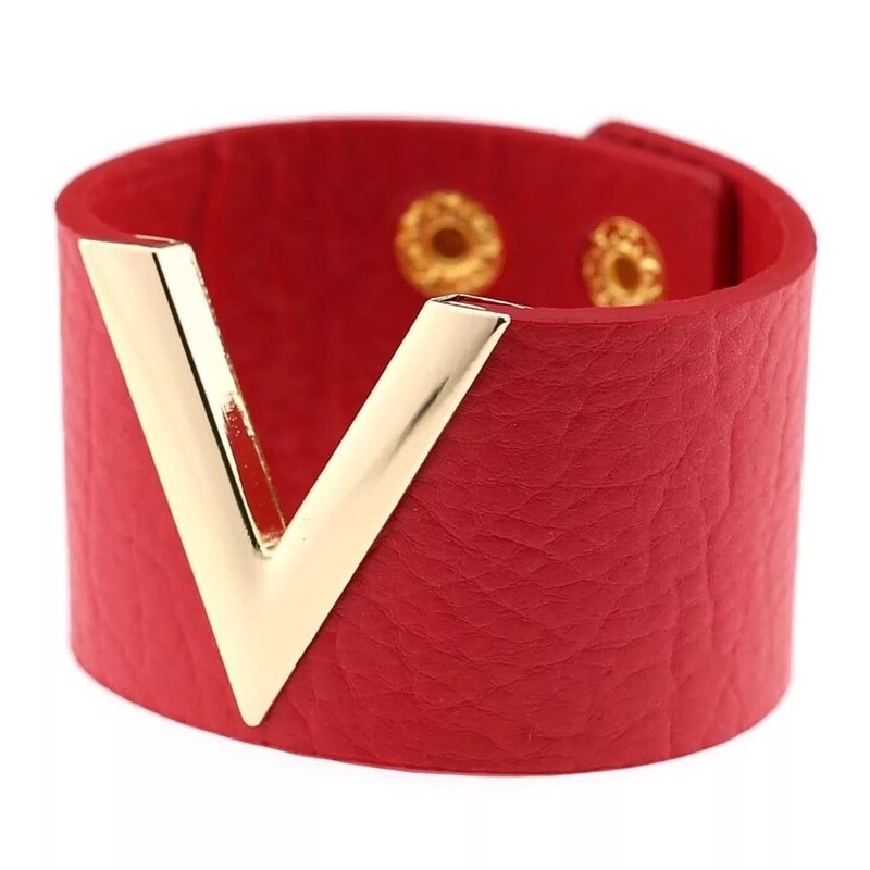 Red Vegan Leather Cuff