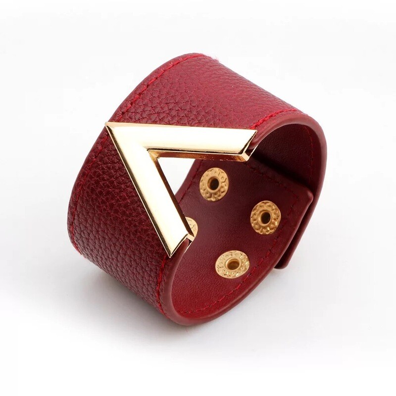 Deep Red Vegan Leather Cuff