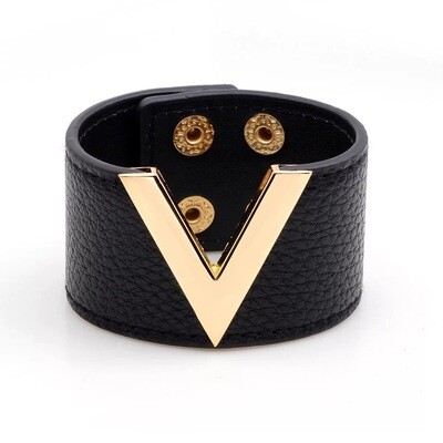 Black Vegan Leather Cuff