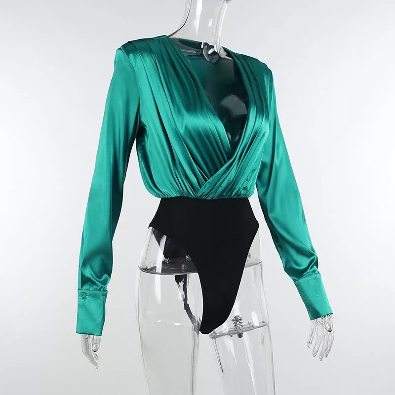 Jet Black Satin Bodysuit