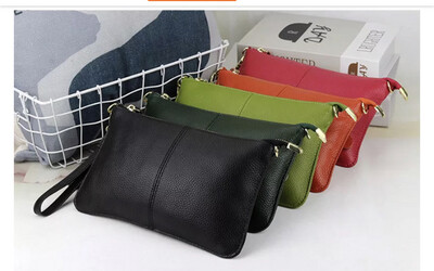 Cherry Red Genuine Leather Clutch/Crossbody