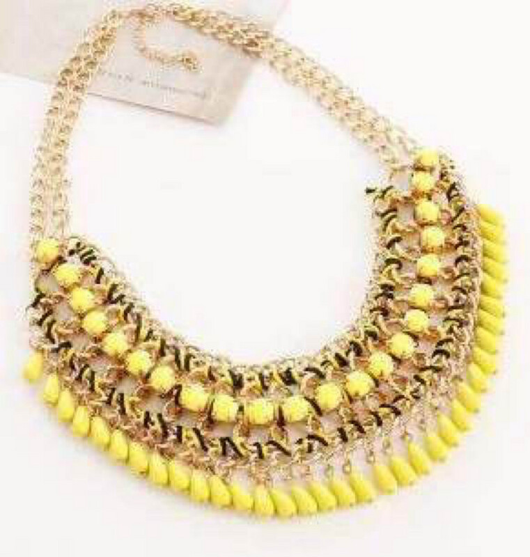 Lemon Yellow Bohemian Choker Necklace