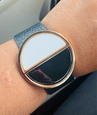 Black &amp; White Vegan Leather Wide Cuff