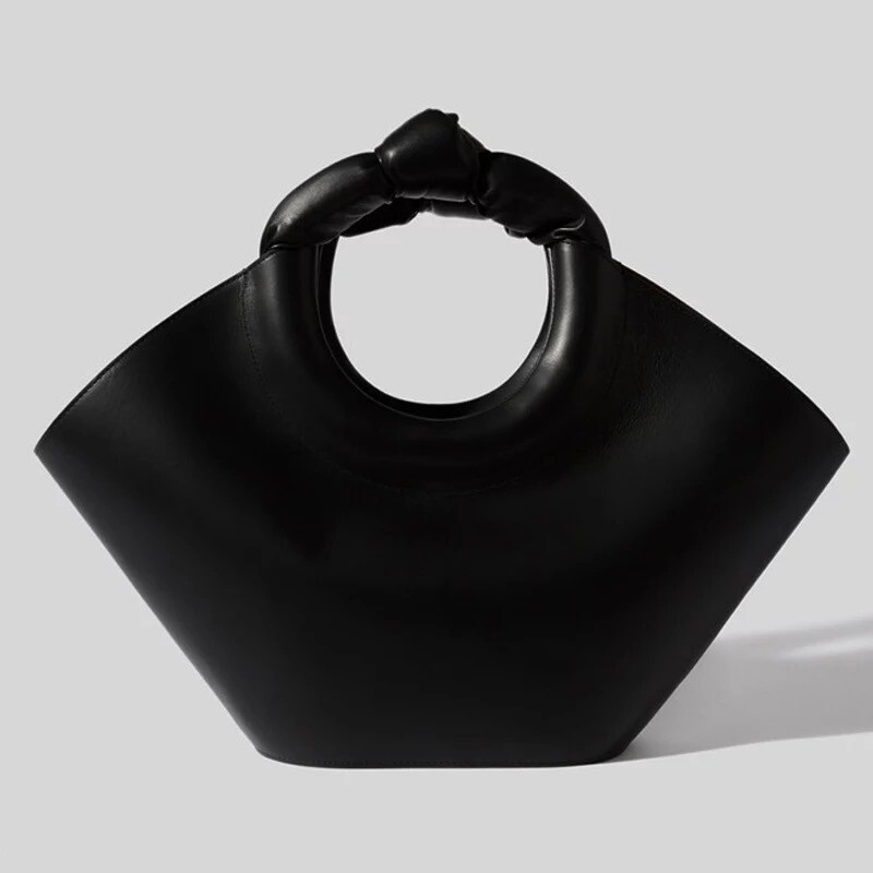 Large Knotted Handle Vegan Leather Handbag
