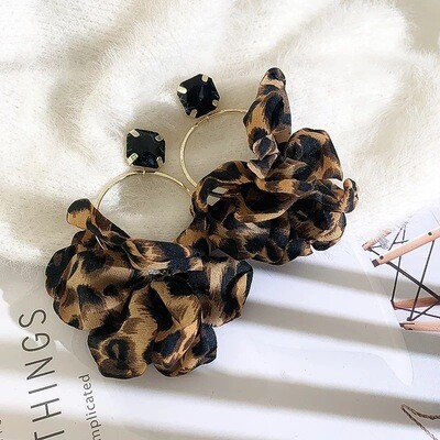 Leopard Chiffon Dangler Earrings