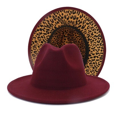 Wine Leopard Fedora