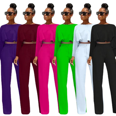 Licorice Black Crop Top Pant Set