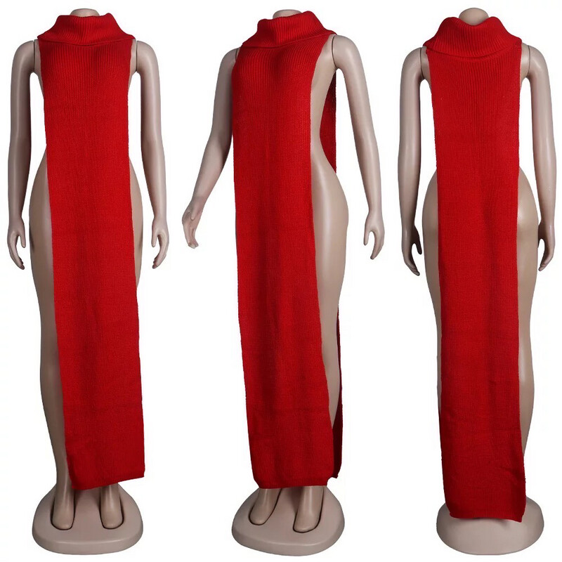 Red Smock Turtleneck Knitted Sweater