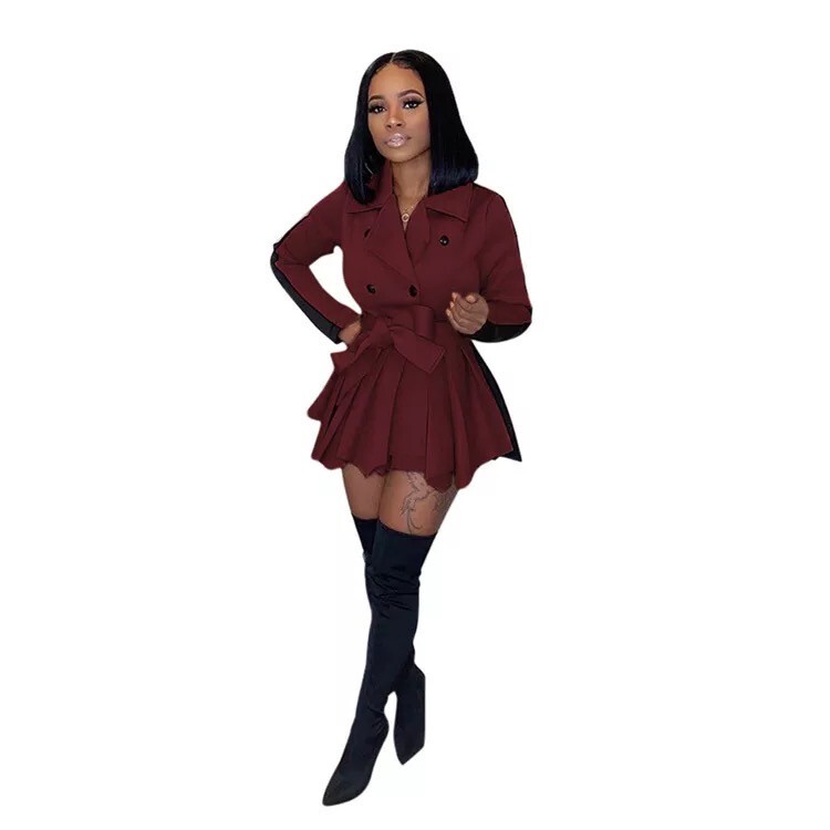 Berry Peplum Trench Coat