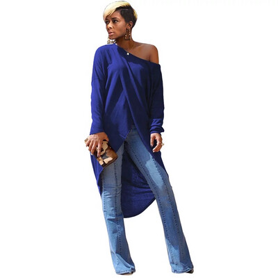 Blue Crossbody Stretch Top