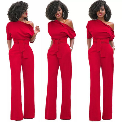 Lipstick Red Off Shoulder Jumpsuit