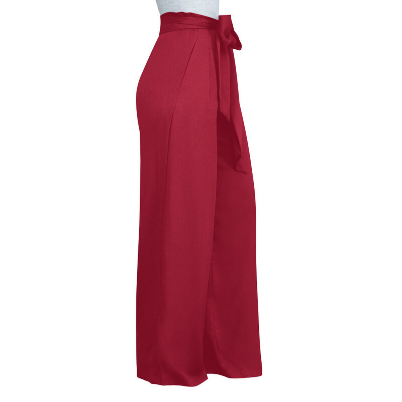 Cranburgundy High -Waisted Wide Legged Pants