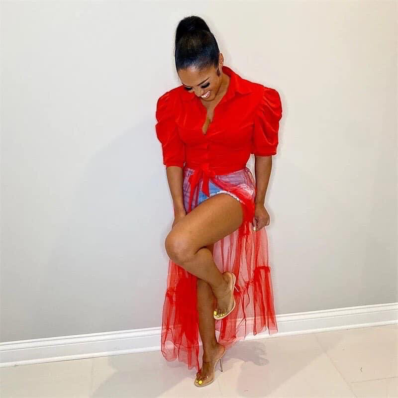 Jazzy Red Flowing Top