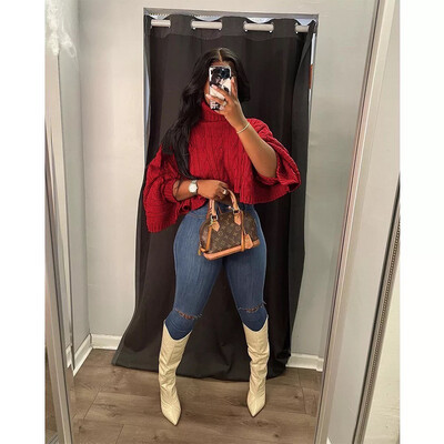 Holiday Red Turtleneck Crop Sweater