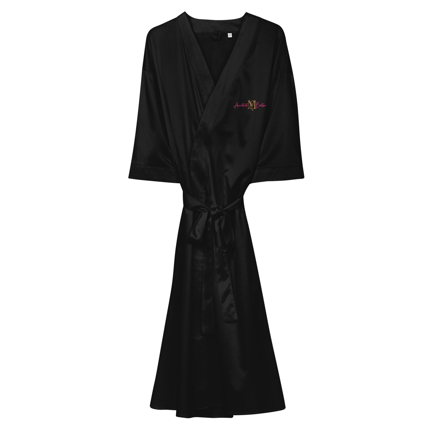 Satin robe, Color: Black, Size: XS/S