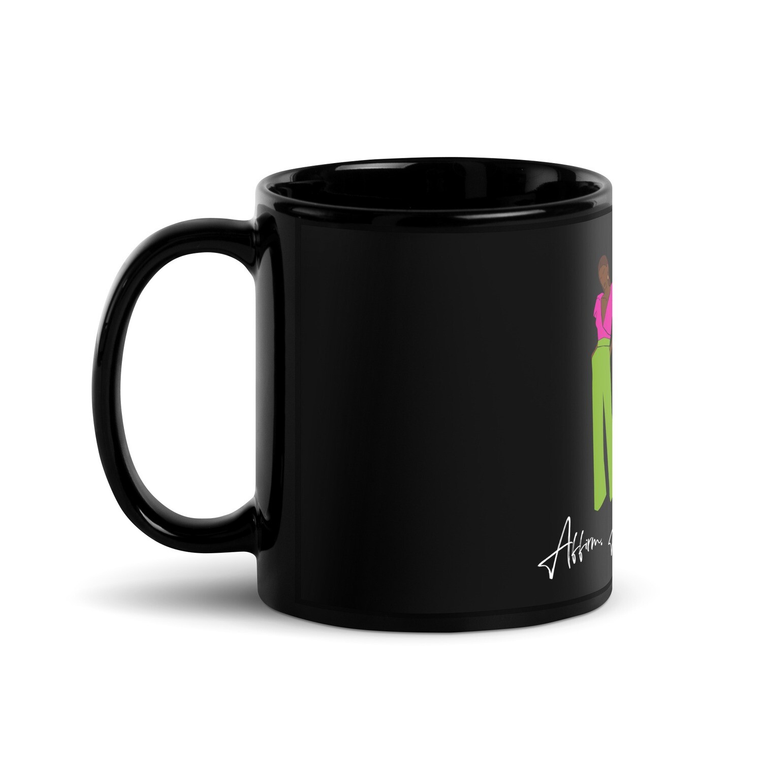 Women On The Move Black Glossy Mug, Size: 11oz