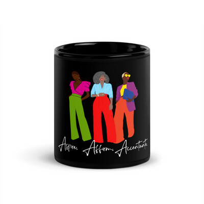 Women On The Move Black Glossy Mug