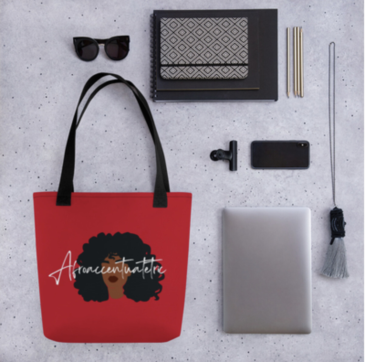 Red  Afroaccentuatetric Tote bag