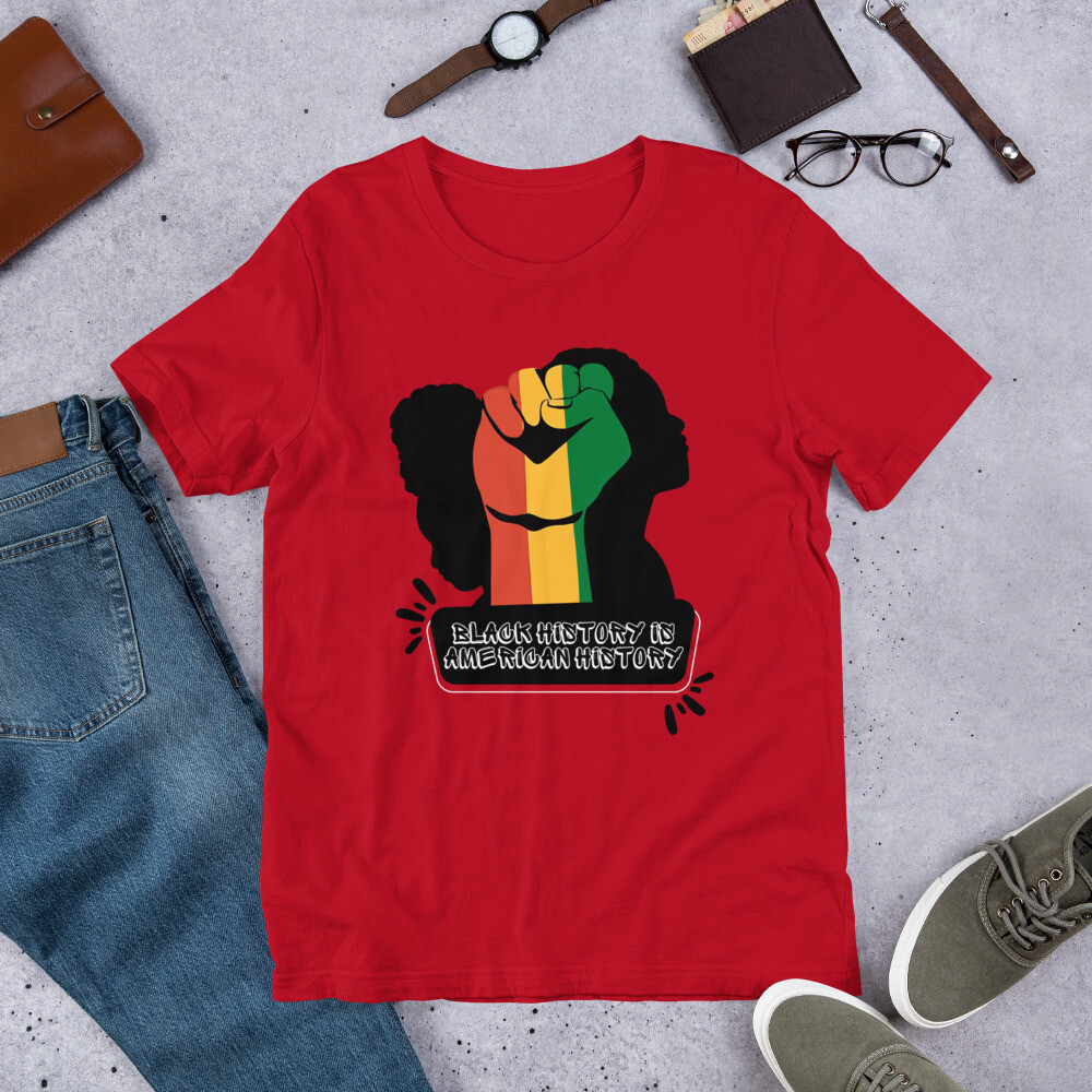 Black History is American History Unisex t-shirt, Color: Red, Size: S